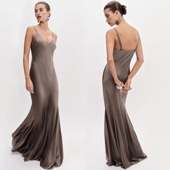 Reformation Tyler Satin Dress Magnetic - Picture 1 of 9